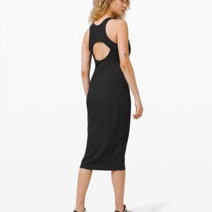 Lululemon Brunch and Back Dress Ribbed Stretch Bodycon Midi Tank Dress Cutout 8
